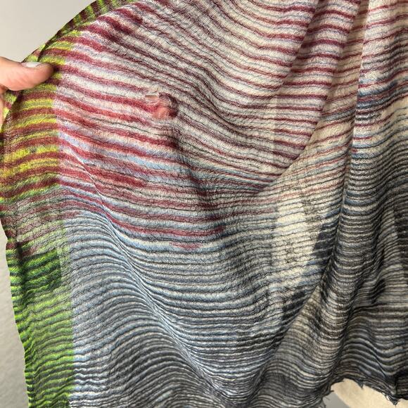 Epice Women's Scarf Alaska Kaleidoscope Stripe Multicored Wool Cashmere - Picture 8 of 9